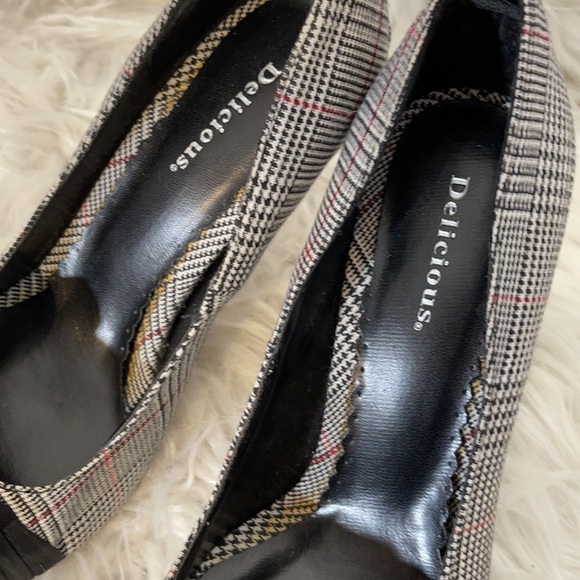 DELICIOUS PLAID PEEP TOE & BOW DECOR HEELS SIZE 8.5 - Picture 9 of 9